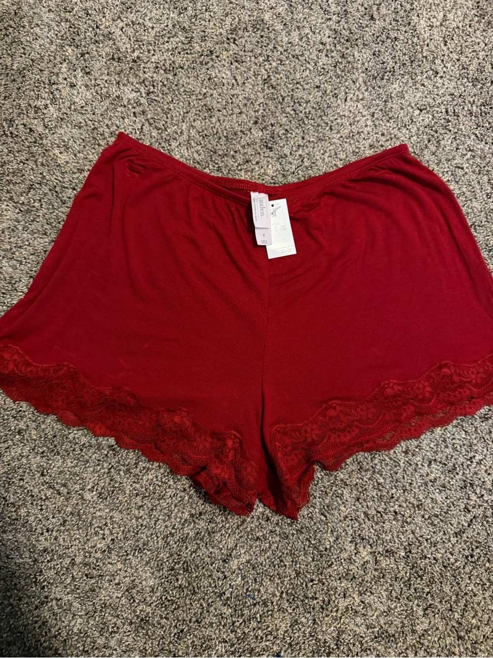 Auden Red Lace-Trim Sleep Shorts